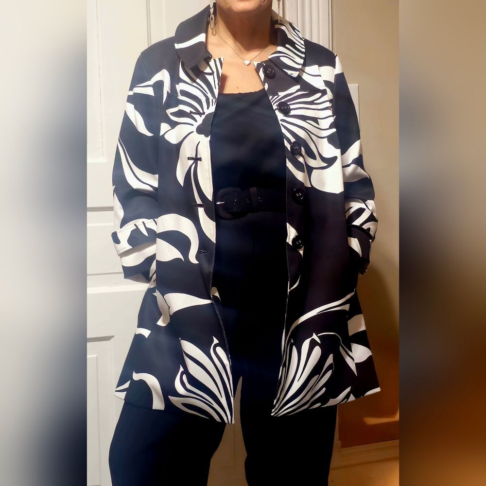 Stylish I-N-C Black and White Women's Coat